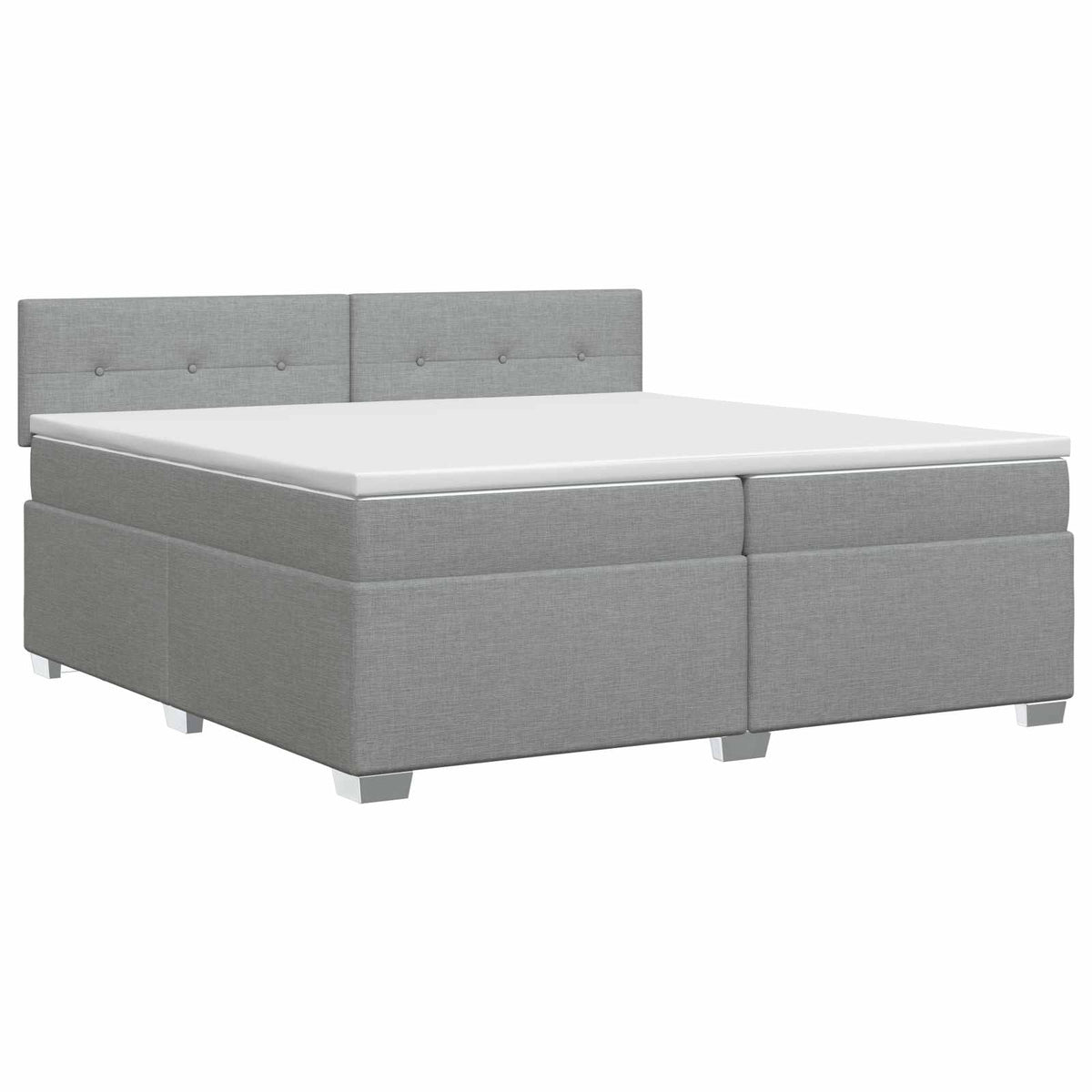 vidaXL Łóżko kontynentalne z materacem jasnoszary 200 x 200 cm tkanina