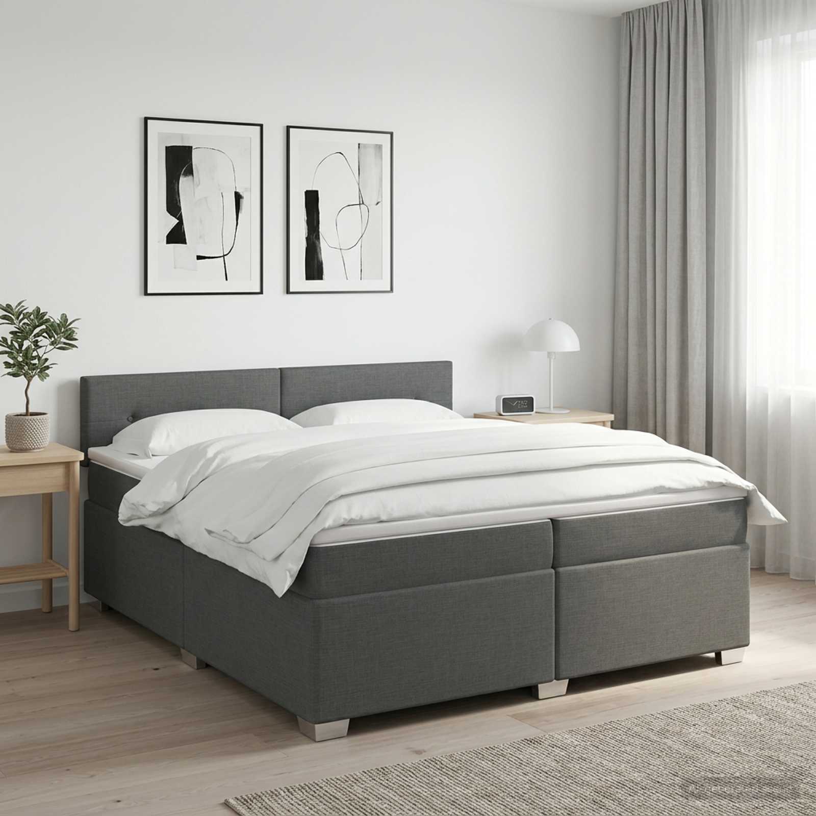vidaXL Łóżko kontynentalne z materacem ciemnoszary 200 x 200 cm