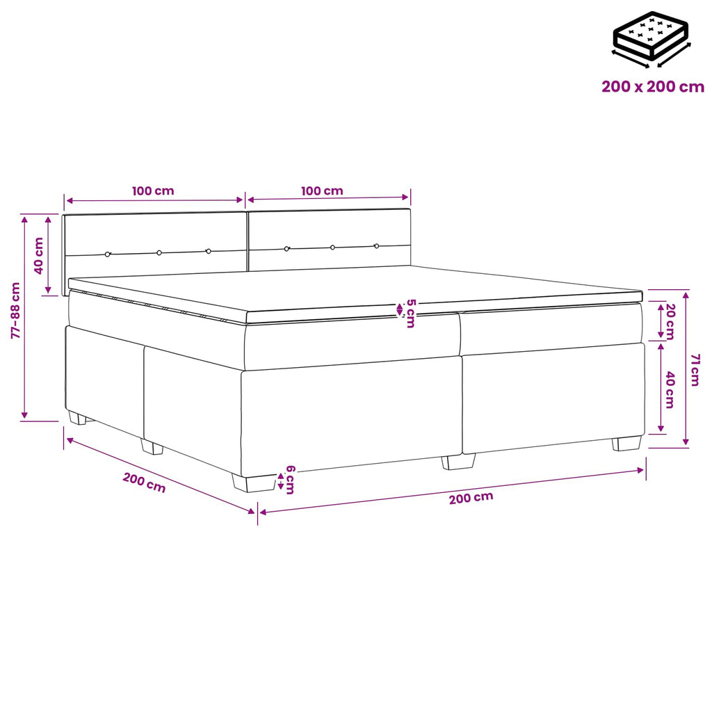 vidaXL Łóżko kontynentalne z materacem ciemnoszary 200 x 200 cm