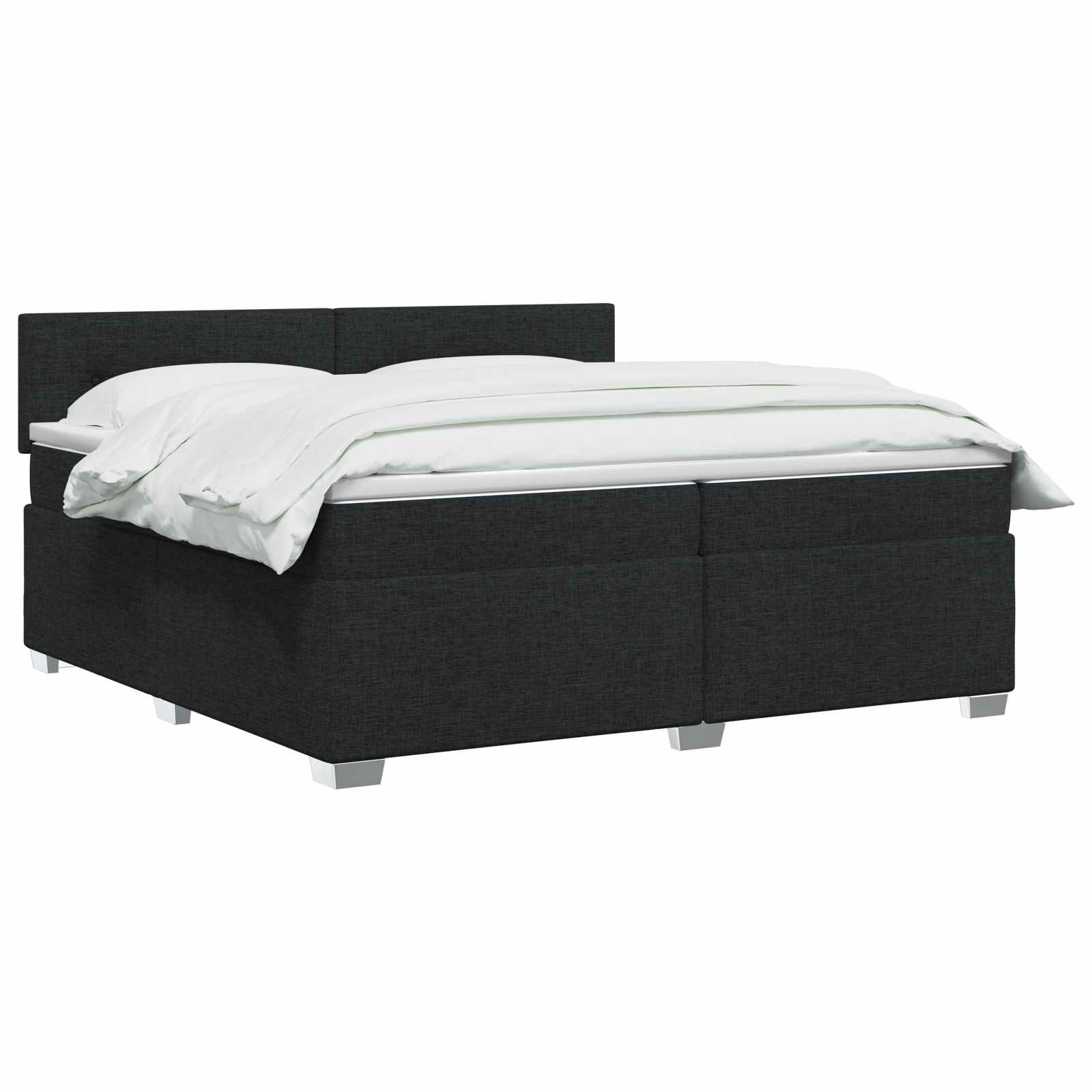vidaXL Łóżko kontynentalne z materacem Czarny 200 x 200 cm tkanina