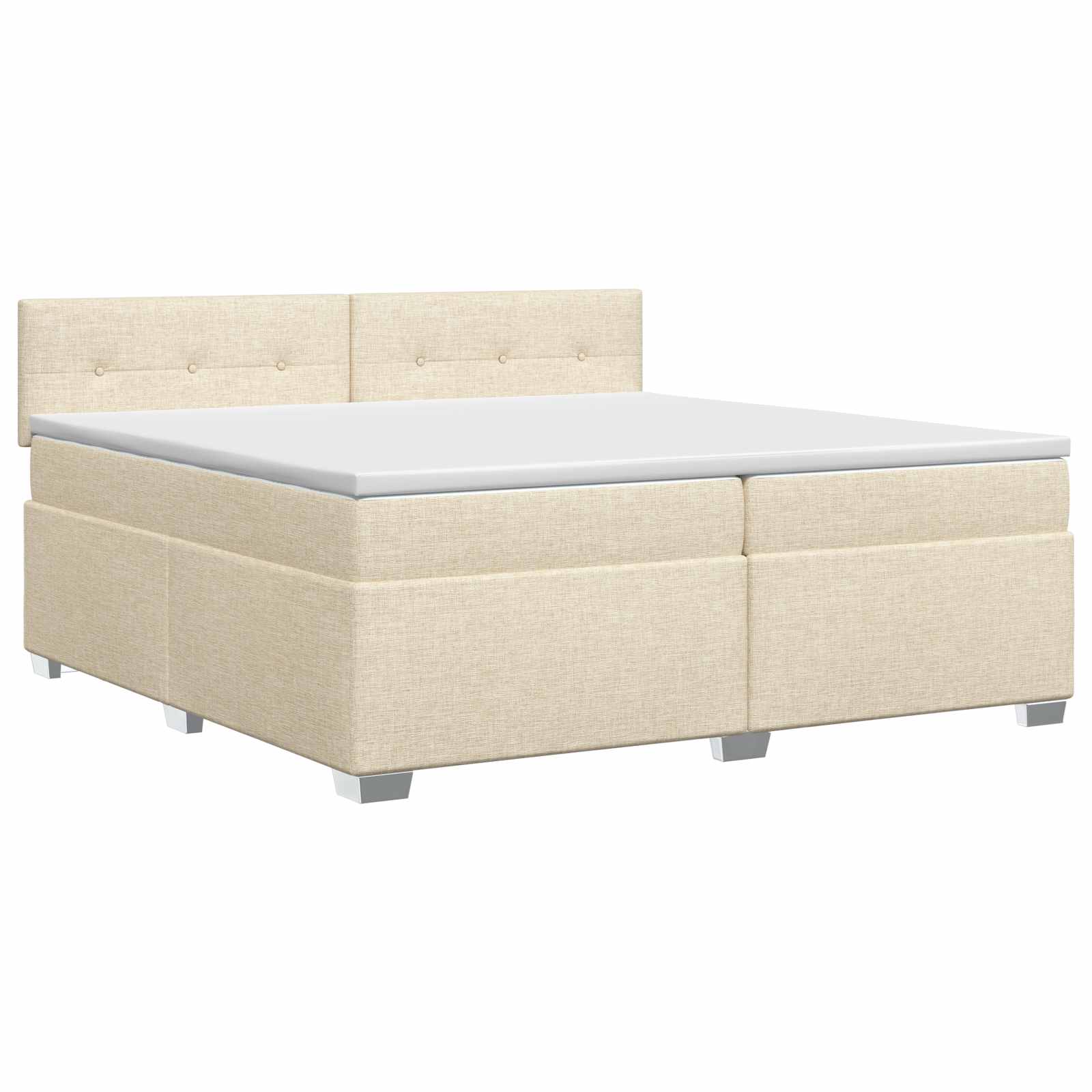vidaXL Łóżko kontynentalne z materacem kremowy 200 x 200 cm tkanina