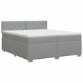 vidaXL Łóżko kontynentalne z materacem jasnoszary 200 x 200 cm tkanina