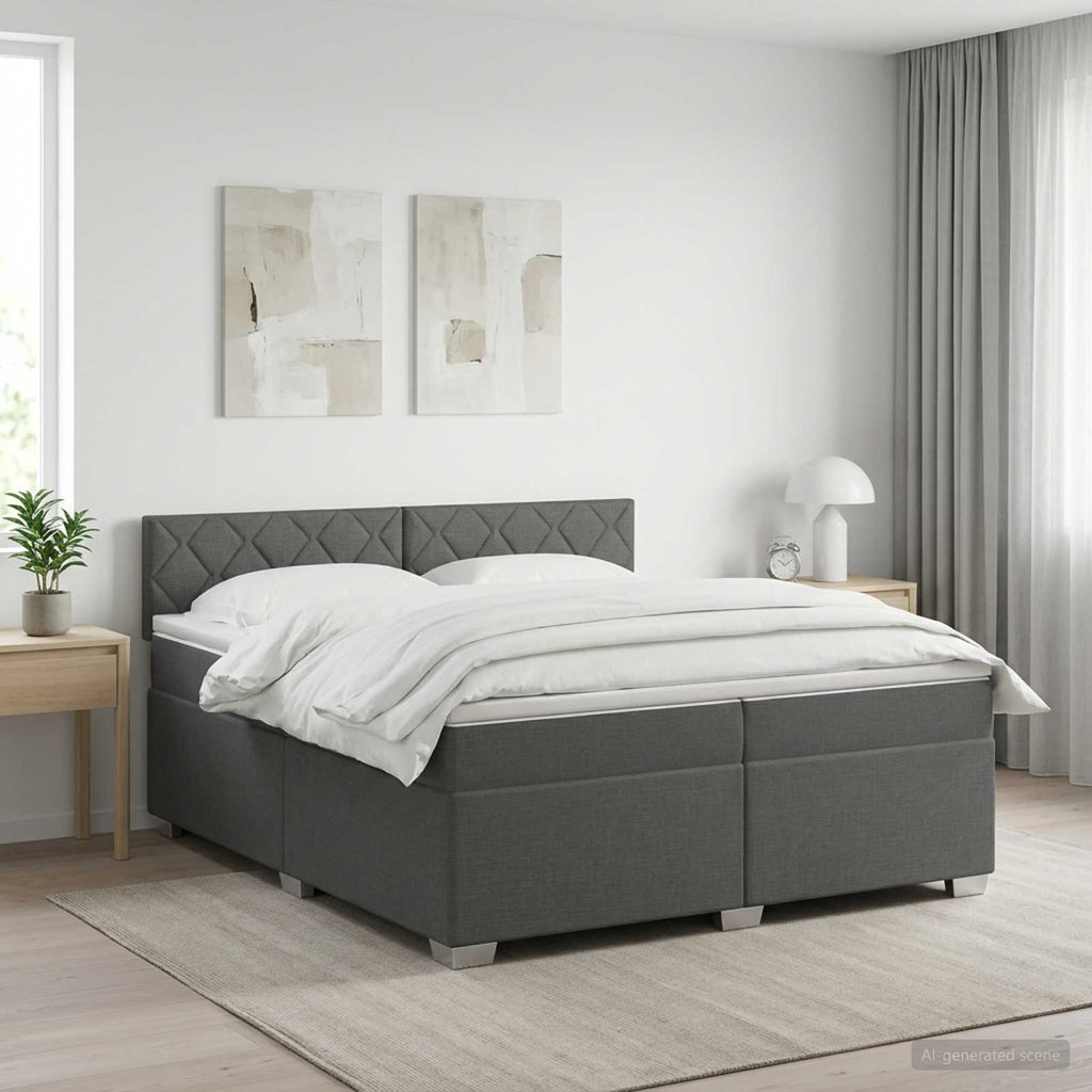 vidaXL Łóżko kontynentalne z materacem ciemnoszary 200 x 200 cm
