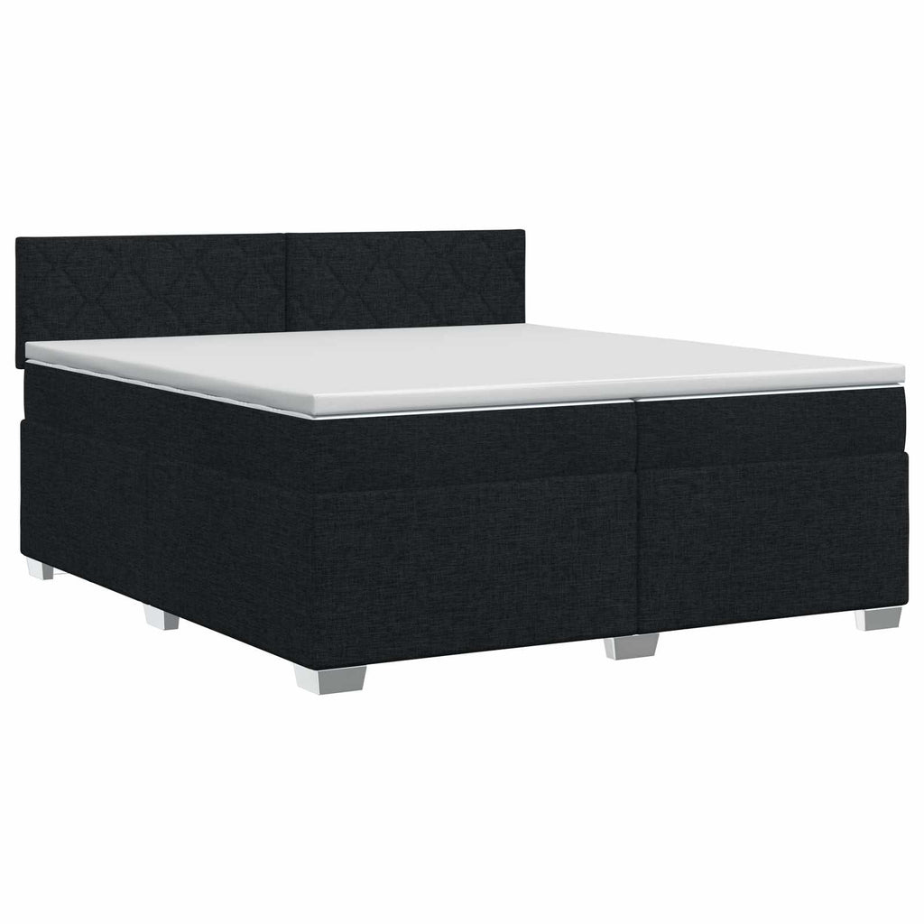 vidaXL Łóżko kontynentalne z materacem Czarny 200 x 200 cm tkanina