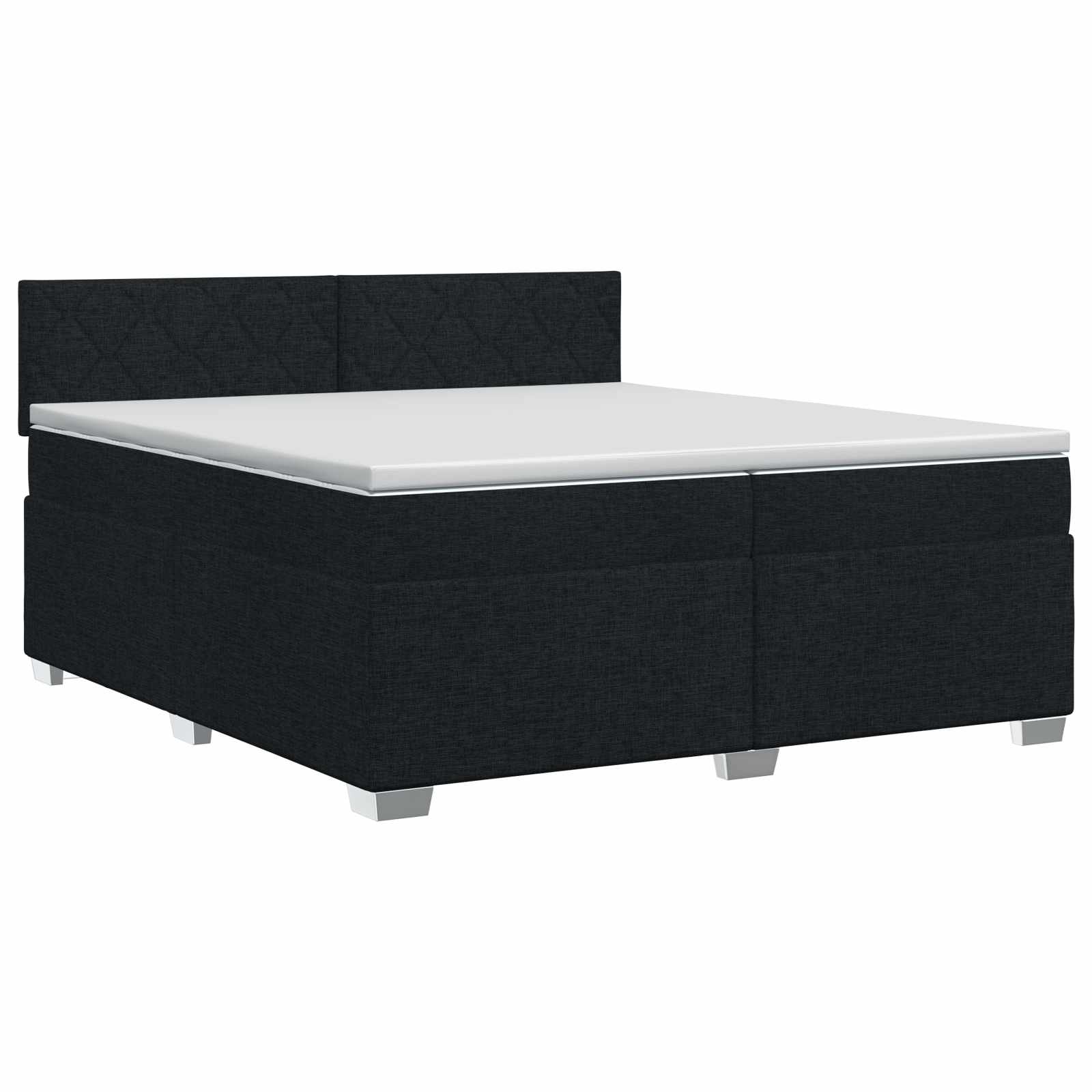 vidaXL Łóżko kontynentalne z materacem Czarny 200 x 200 cm tkanina