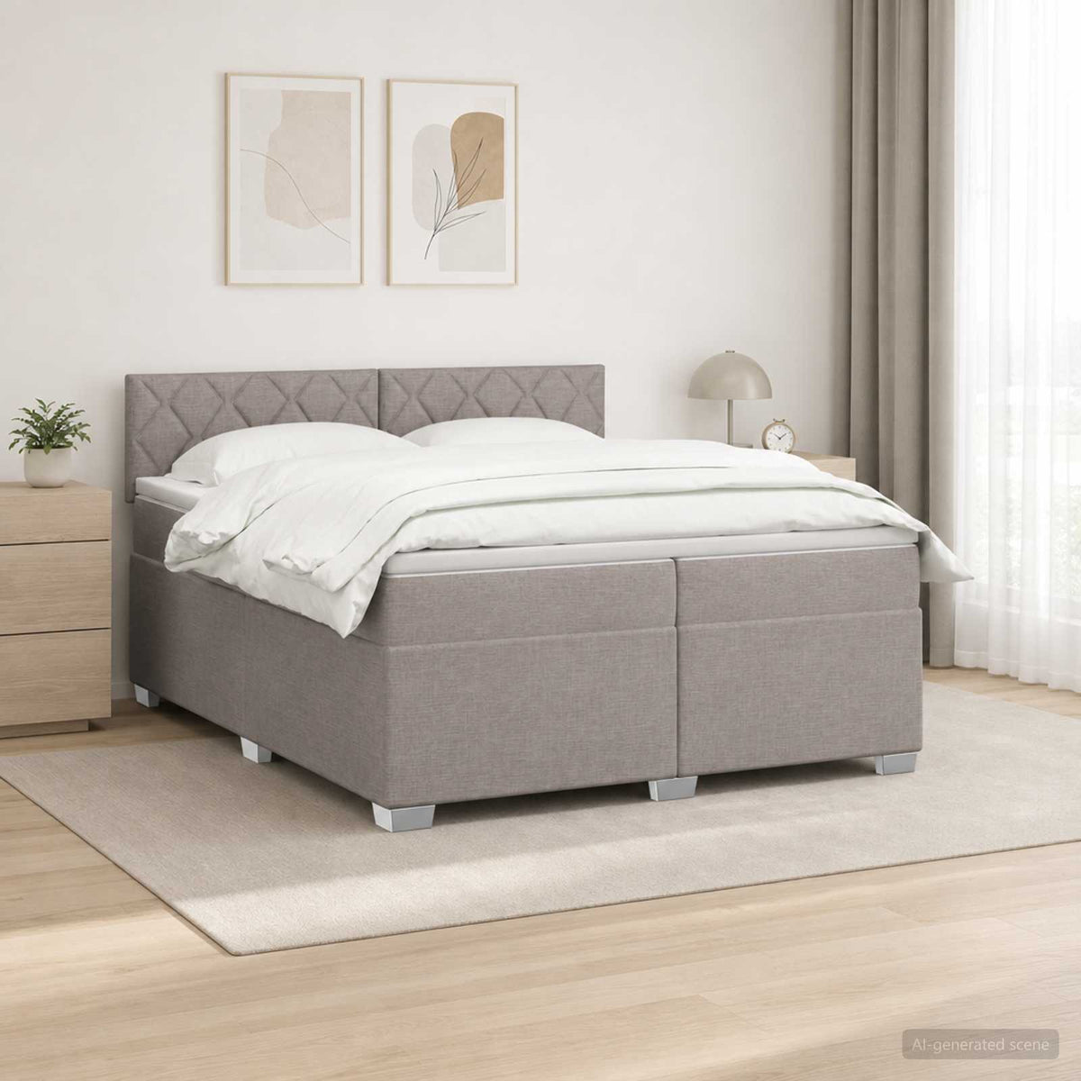 vidaXL Łóżko kontynentalne z materacem Ciemnoszary 200 x 200 cm
