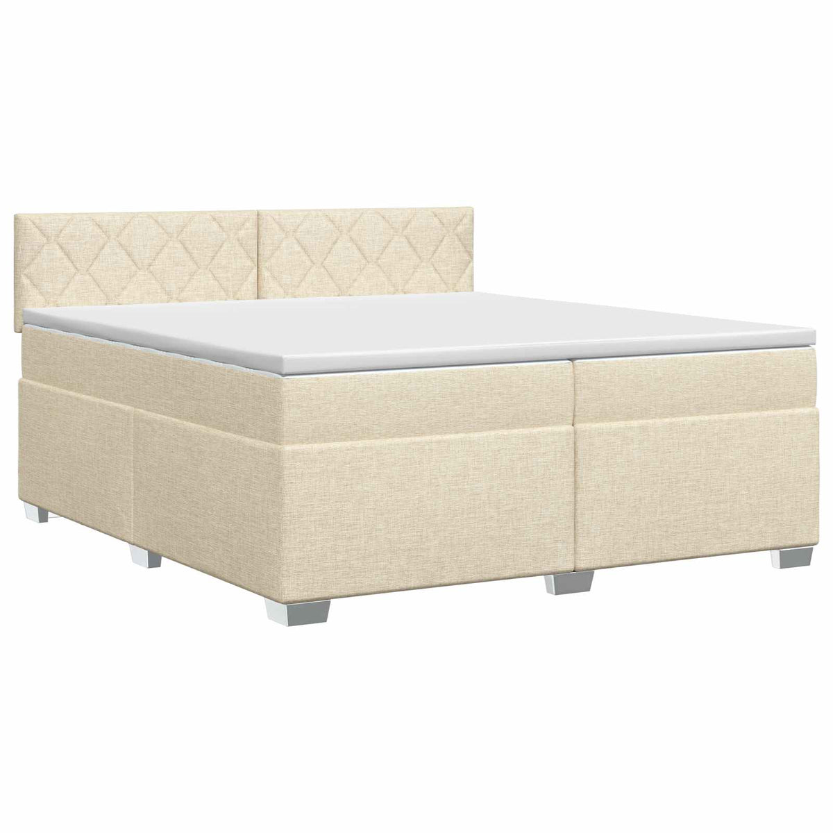vidaXL Łóżko kontynentalne z materacem kremowy 200 x 200 cm tkanina