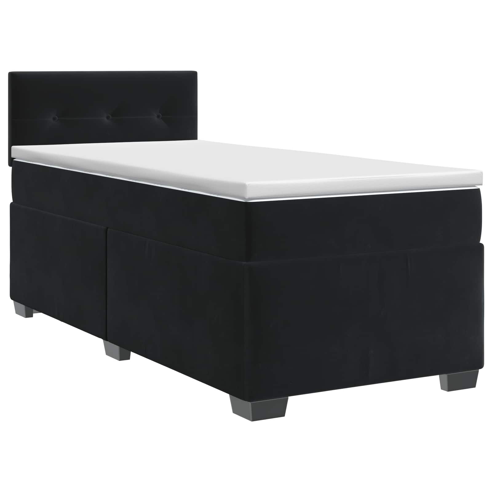 vidaXL Łóżko kontynentalne z materacem Czarny 100 x 200 cm Welur