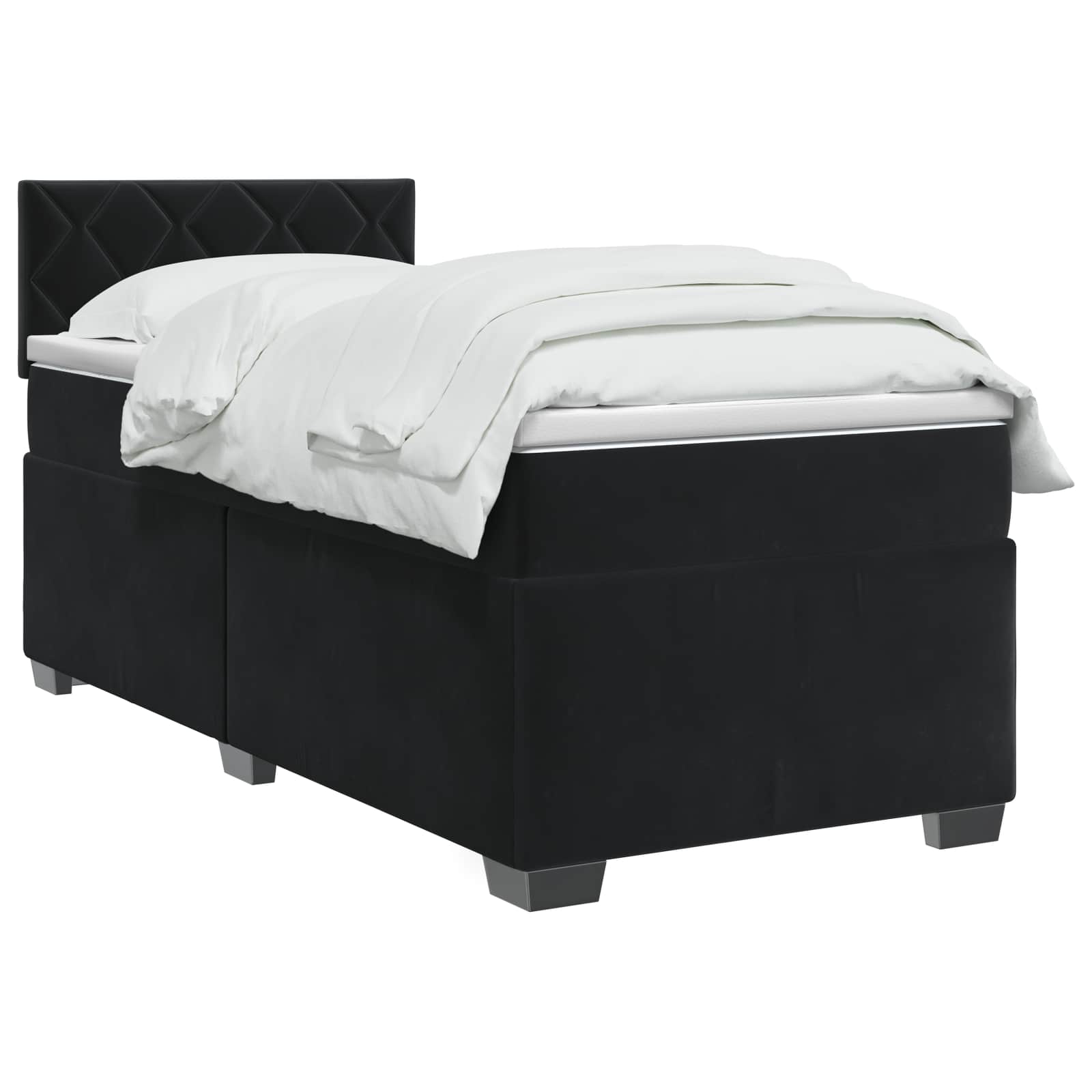 vidaXL Łóżko kontynentalne z materacem Czarny 100 x 200 cm Welur