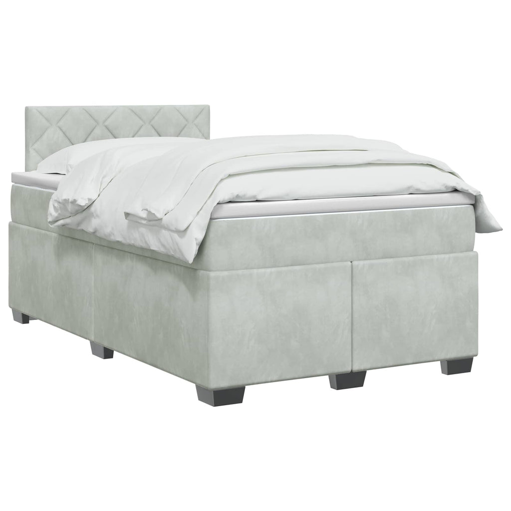 vidaXL Łóżko kontynentalne z materacem jasnoszary 120 x 200 cm Welur