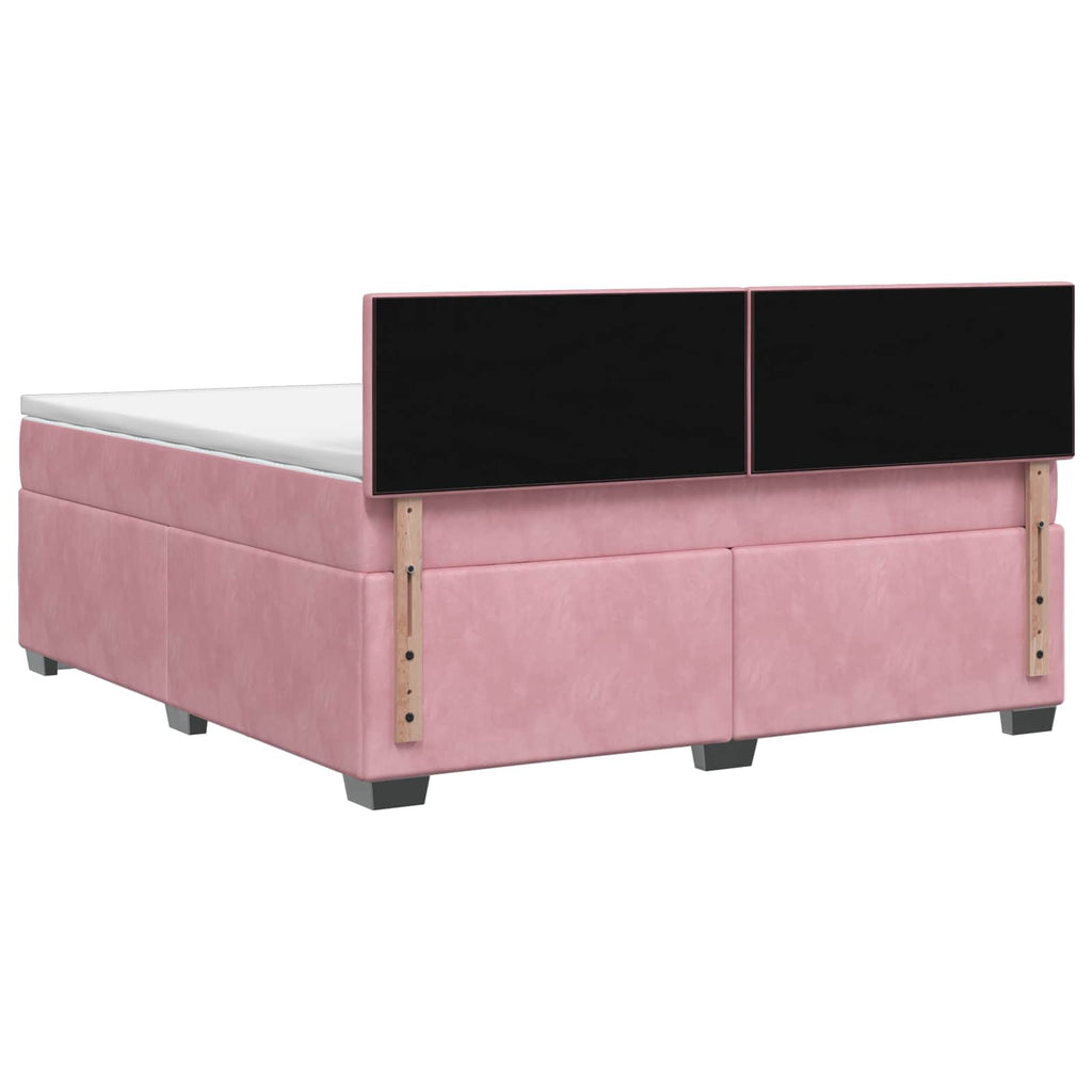 vidaXL Łóżko kontynentalne z materacem różowy 160 x 200 cm Welur