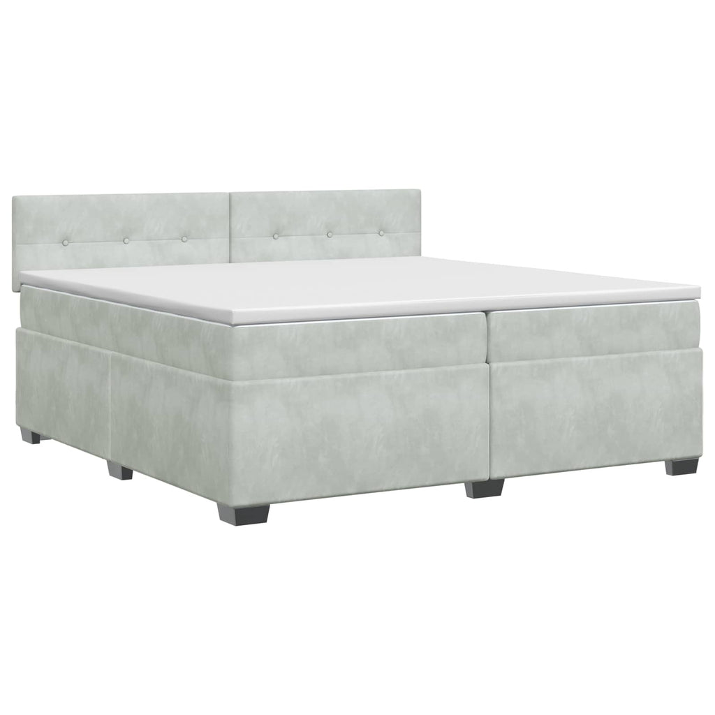 vidaXL Łóżko kontynentalne z materacem jasnoszary 200 x 200 cm Welur