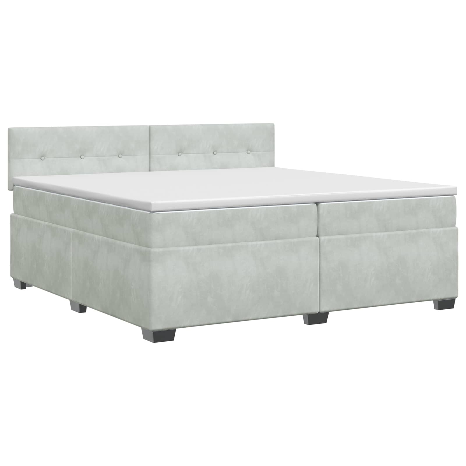 vidaXL Łóżko kontynentalne z materacem jasnoszary 200 x 200 cm Welur