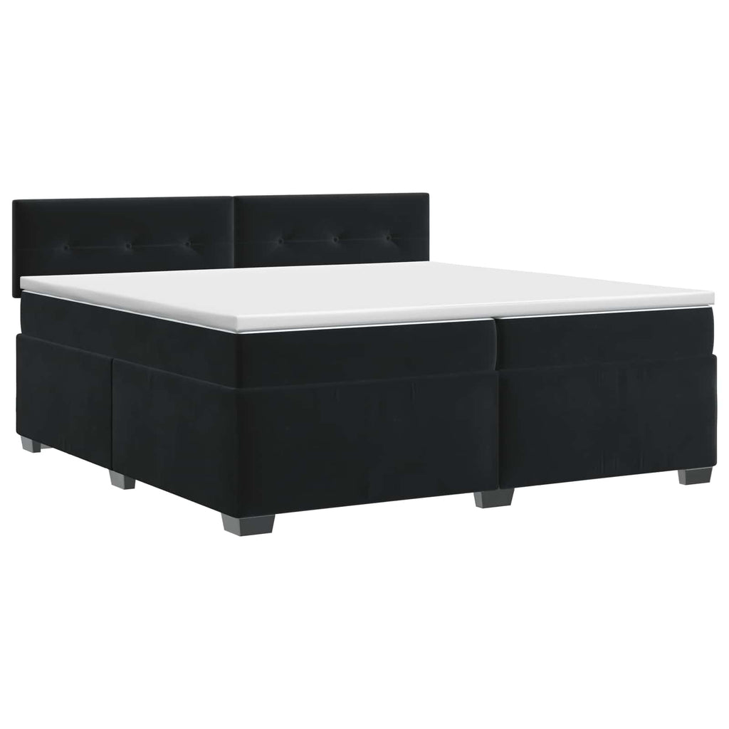 vidaXL Łóżko kontynentalne z materacem Czarny 200 x 200 cm Welur