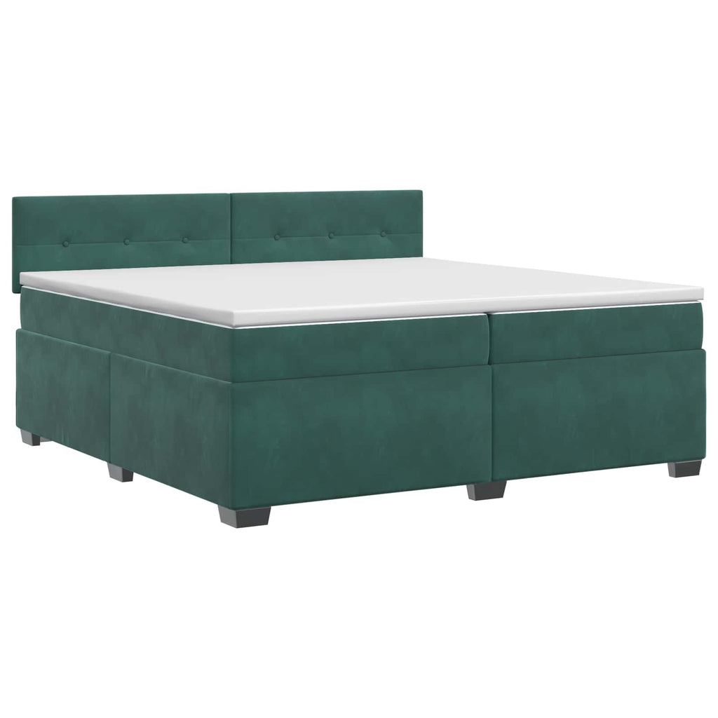 vidaXL Łóżko kontynentalne z materacem Ciemnozielony 200 x 200 cm