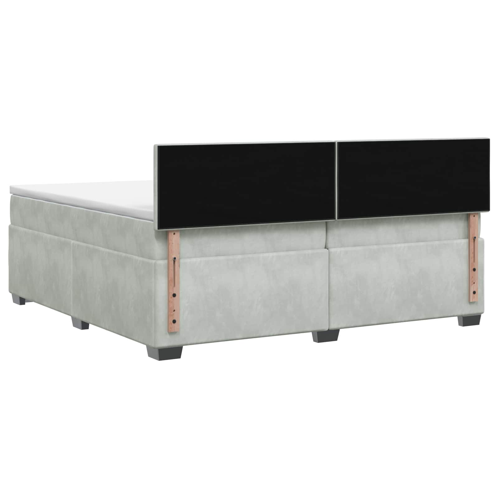 vidaXL Łóżko kontynentalne z materacem jasnoszary 200 x 200 cm Welur