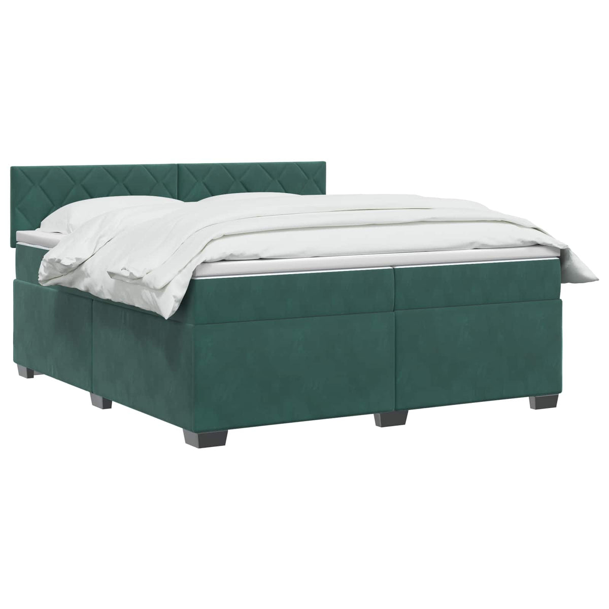 vidaXL Łóżko kontynentalne z materacem Ciemnozielony 200 x 200 cm