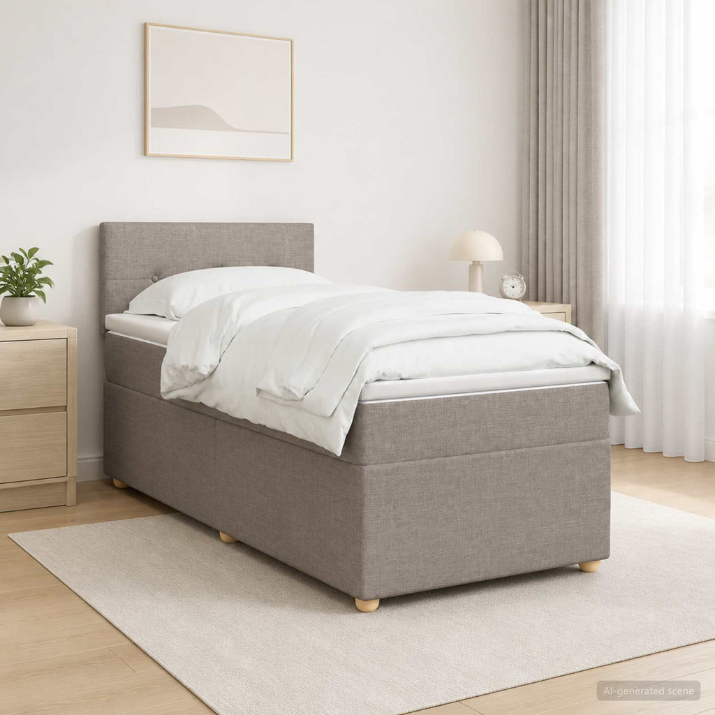 vidaXL Łóżko kontynentalne z materacem Ciemnoszary 90 x 200 cm tkanina