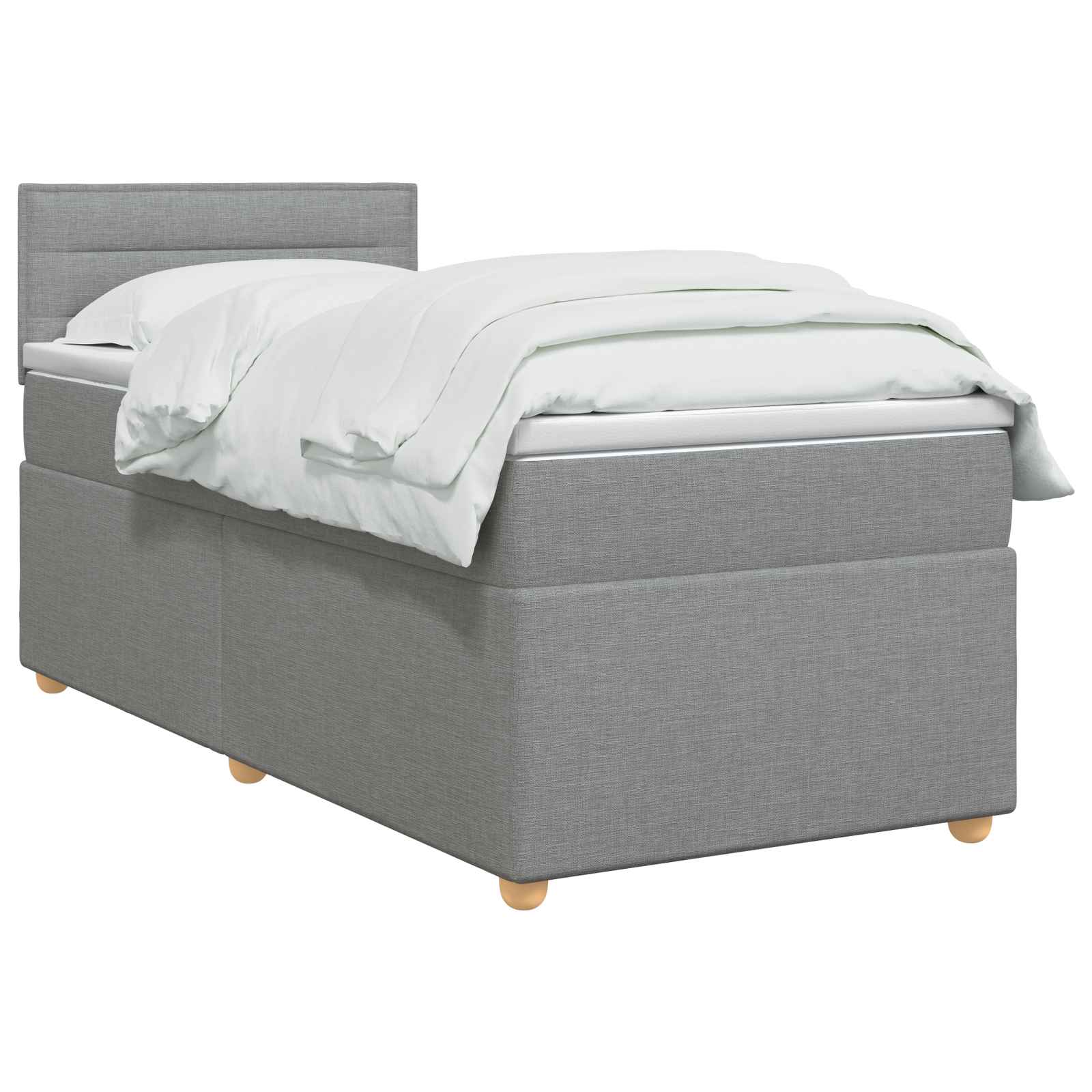 vidaXL Łóżko kontynentalne z materacem jasnoszary 90 x 190 cm tkanina