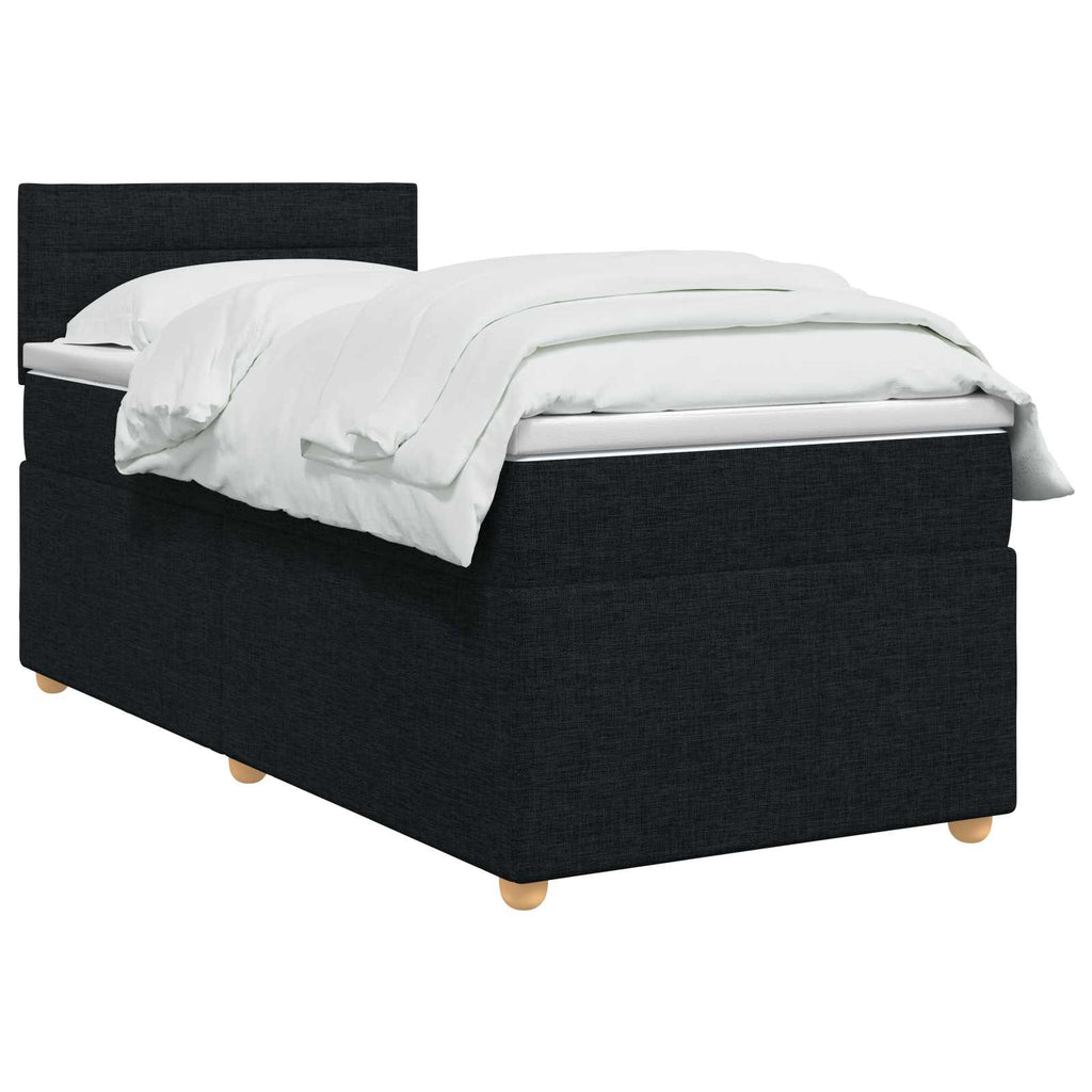 vidaXL Łóżko kontynentalne z materacem Czarny 90 x 200 cm tkanina