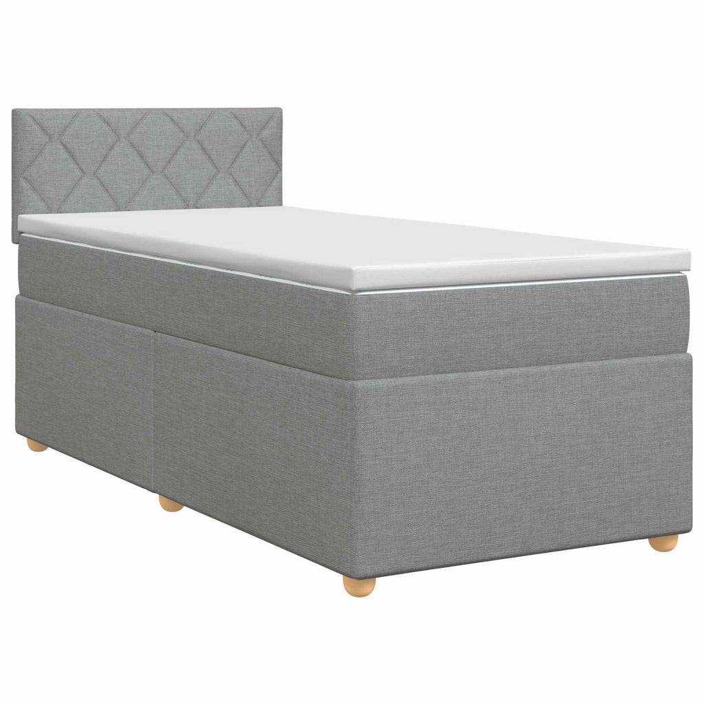vidaXL Łóżko kontynentalne z materacem jasnoszary 100 x 200 cm tkanina