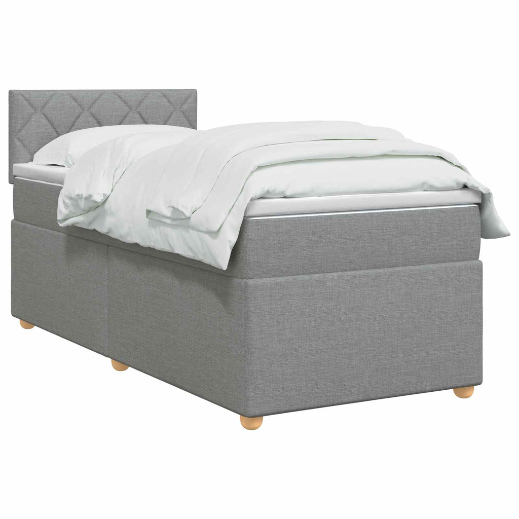 vidaXL Łóżko kontynentalne z materacem jasnoszary 100 x 200 cm tkanina