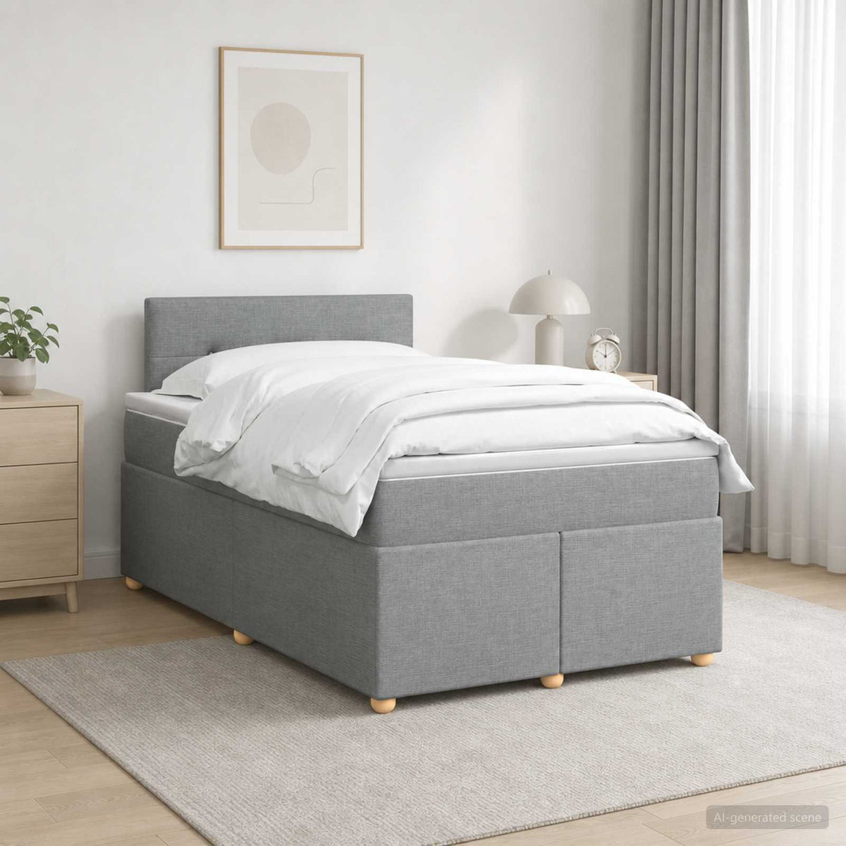 vidaXL Łóżko kontynentalne z materacem jasnoszary 120 x 190 cm tkanina