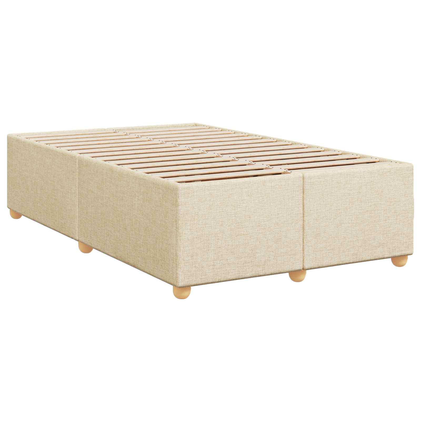 vidaXL Łóżko kontynentalne z materacem kremowy 120 x 190 cm tkanina