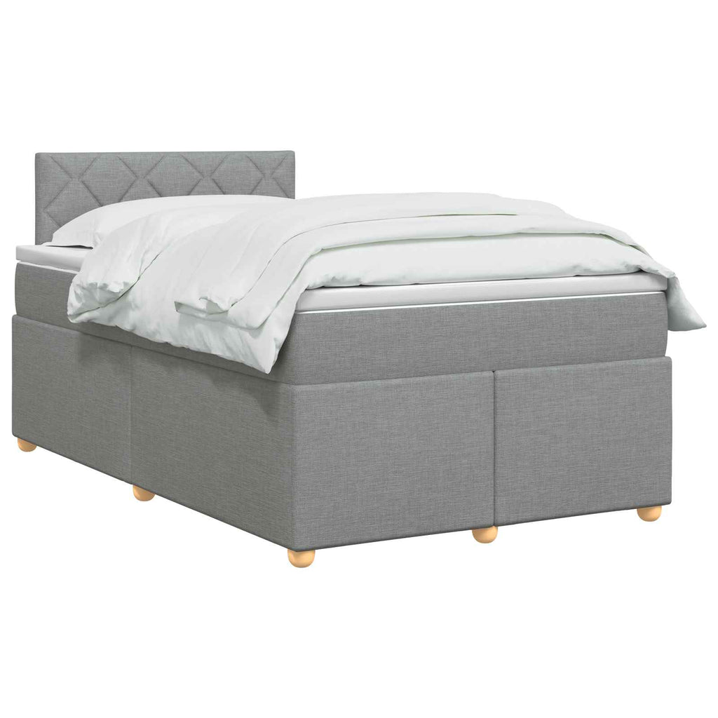 vidaXL Łóżko kontynentalne z materacem jasnoszary 120 x 200 cm tkanina