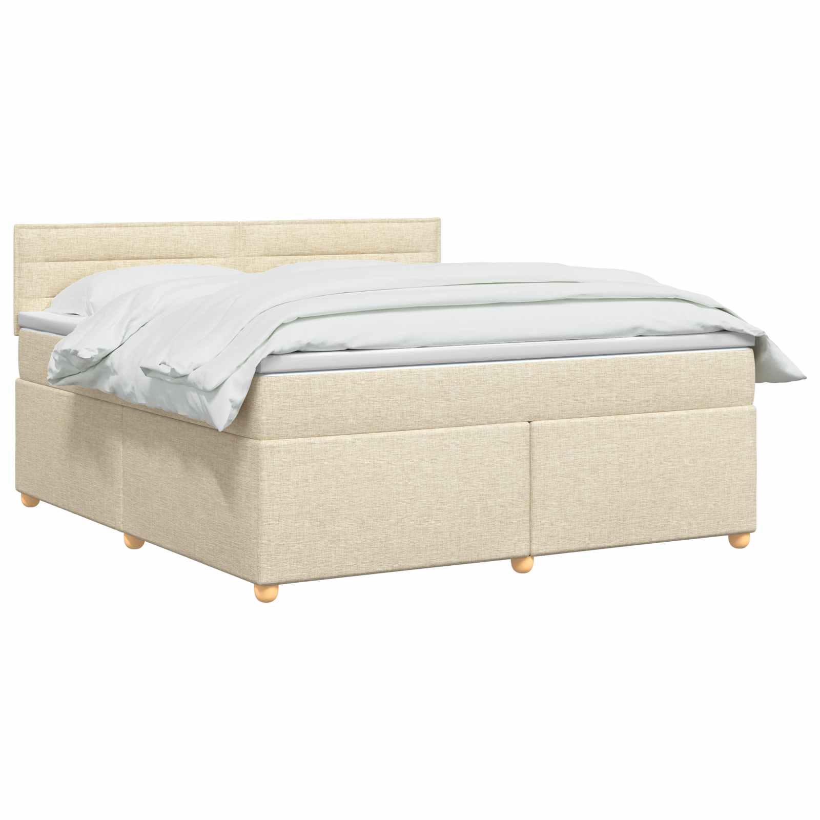 vidaXL Łóżko kontynentalne z materacem kremowy 140 x 190 cm tkanina