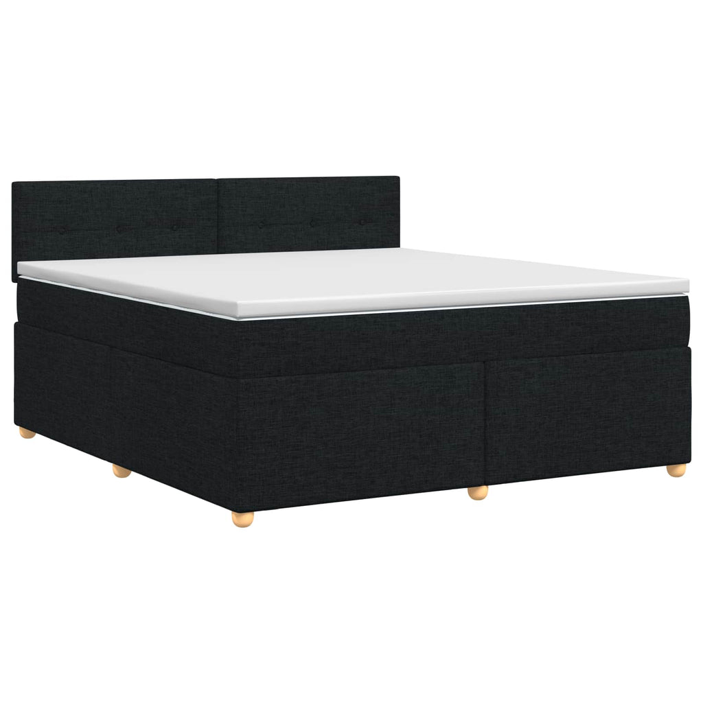 vidaXL Łóżko kontynentalne z materacem Czarny 140 x 190 cm tkanina
