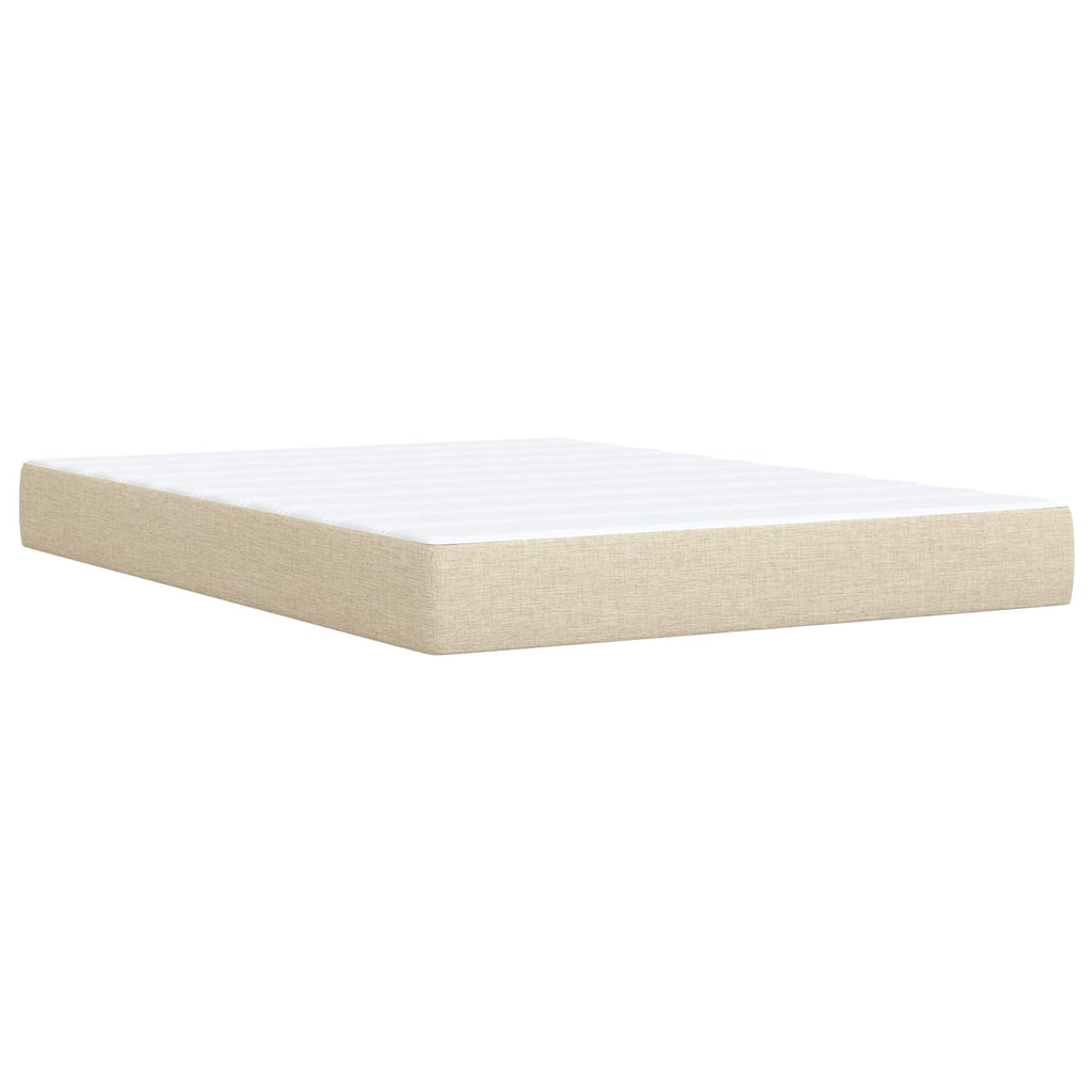 vidaXL Łóżko kontynentalne z materacem kremowy 160 x 200 cm tkanina