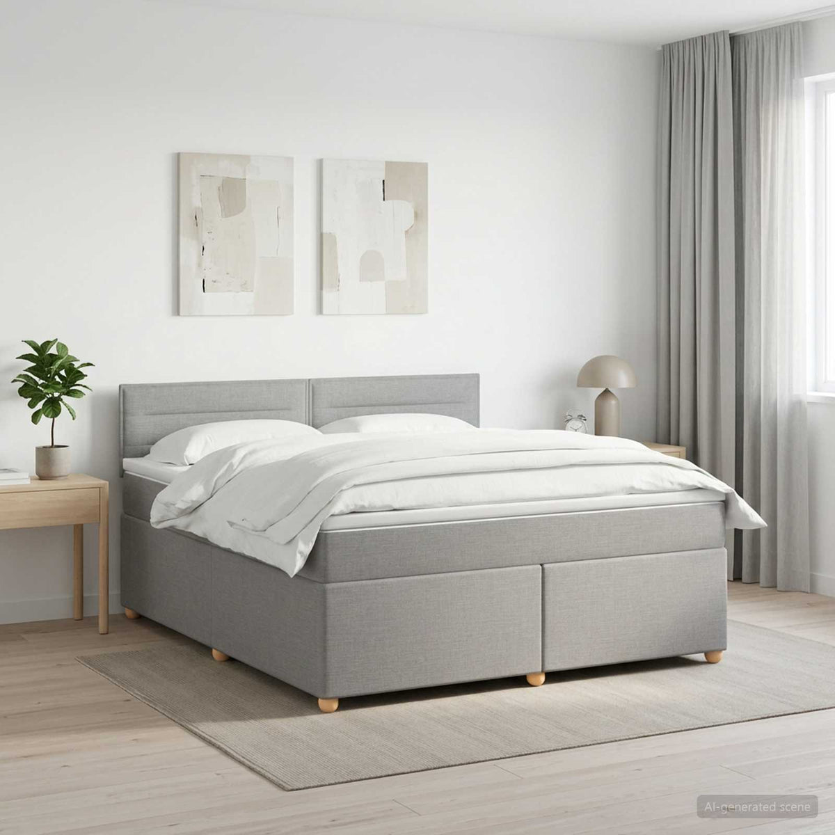 vidaXL Łóżko kontynentalne z materacem jasnoszary 180 x 200 cm tkanina