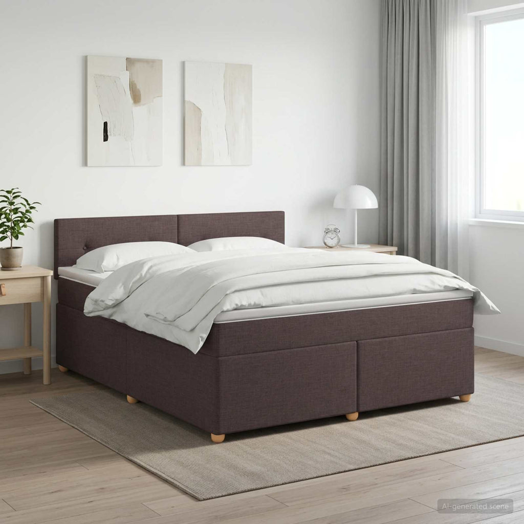vidaXL Łóżko kontynentalne z materacem Ciemny brąz 180 x 200 cm