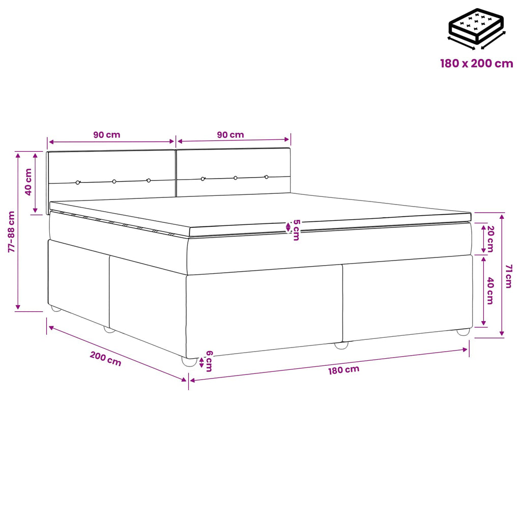 vidaXL Łóżko kontynentalne z materacem Ciemny brąz 180 x 200 cm