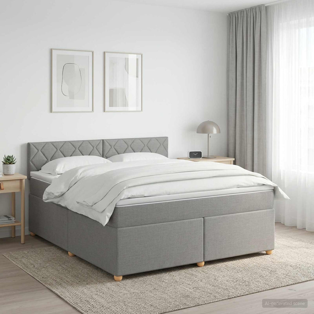 vidaXL Łóżko kontynentalne z materacem jasnoszary 140 x 190 cm tkanina