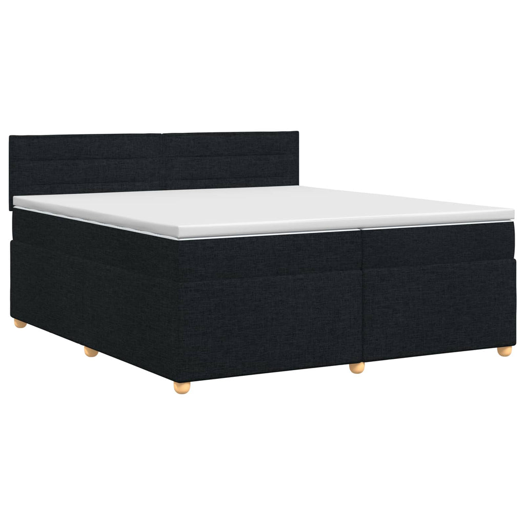 vidaXL Łóżko kontynentalne z materacem Czarny 200 x 200 cm tkanina
