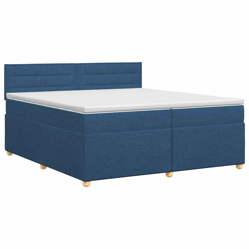 vidaXL Łóżko kontynentalne z materacem niebieski 200 x 200 cm tkanina