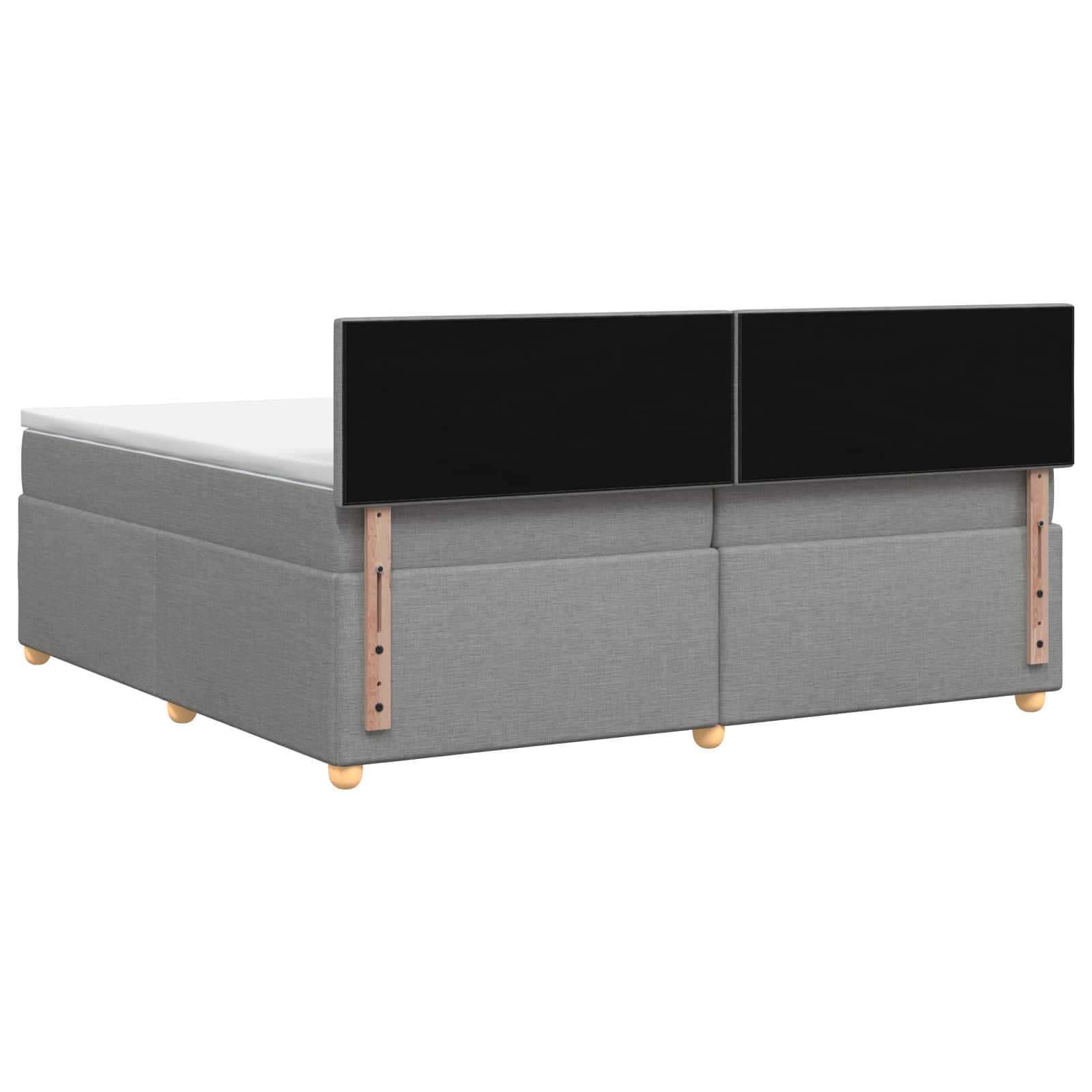 vidaXL Łóżko kontynentalne z materacem jasnoszary 200 x 200 cm tkanina