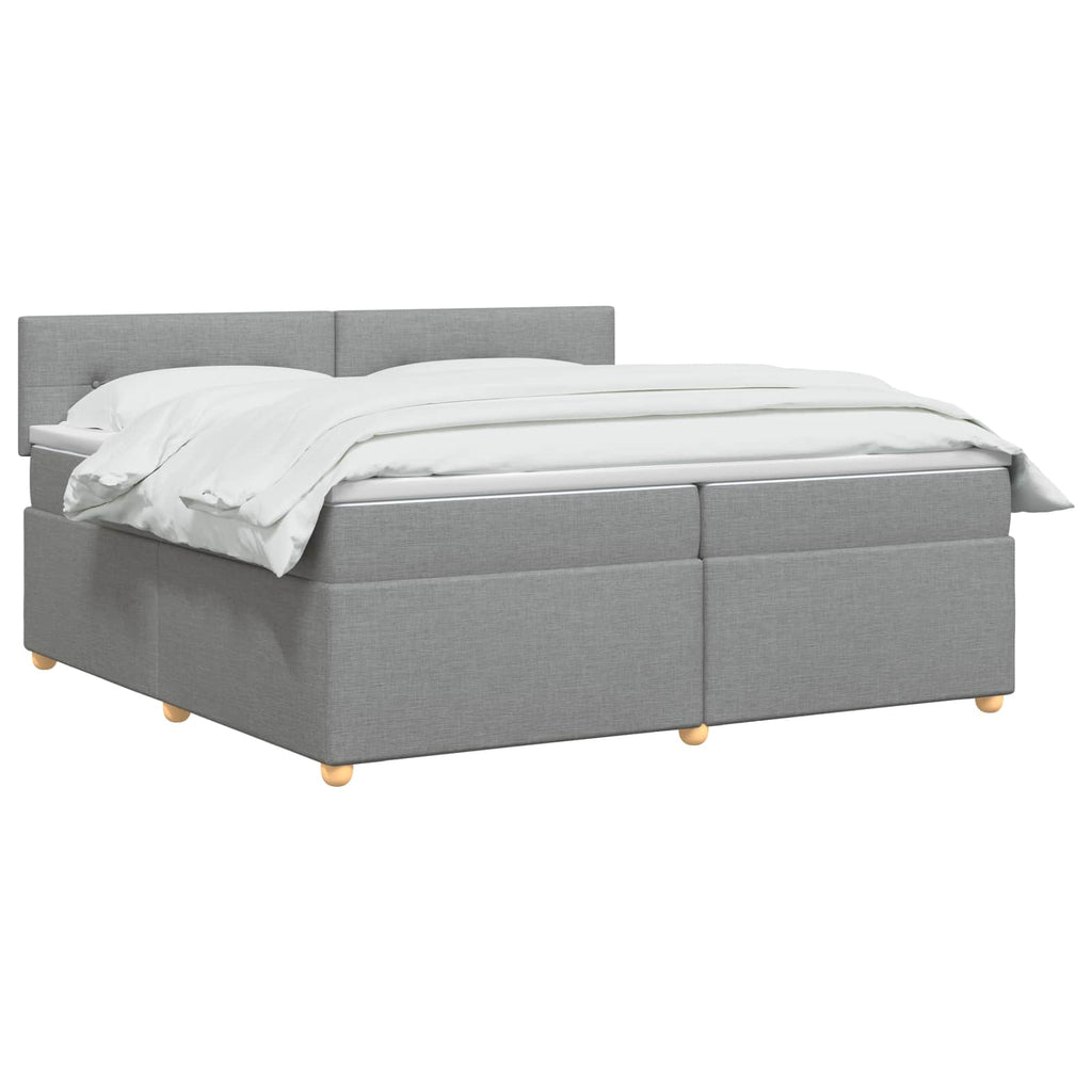 vidaXL Łóżko kontynentalne z materacem jasnoszary 200 x 200 cm tkanina