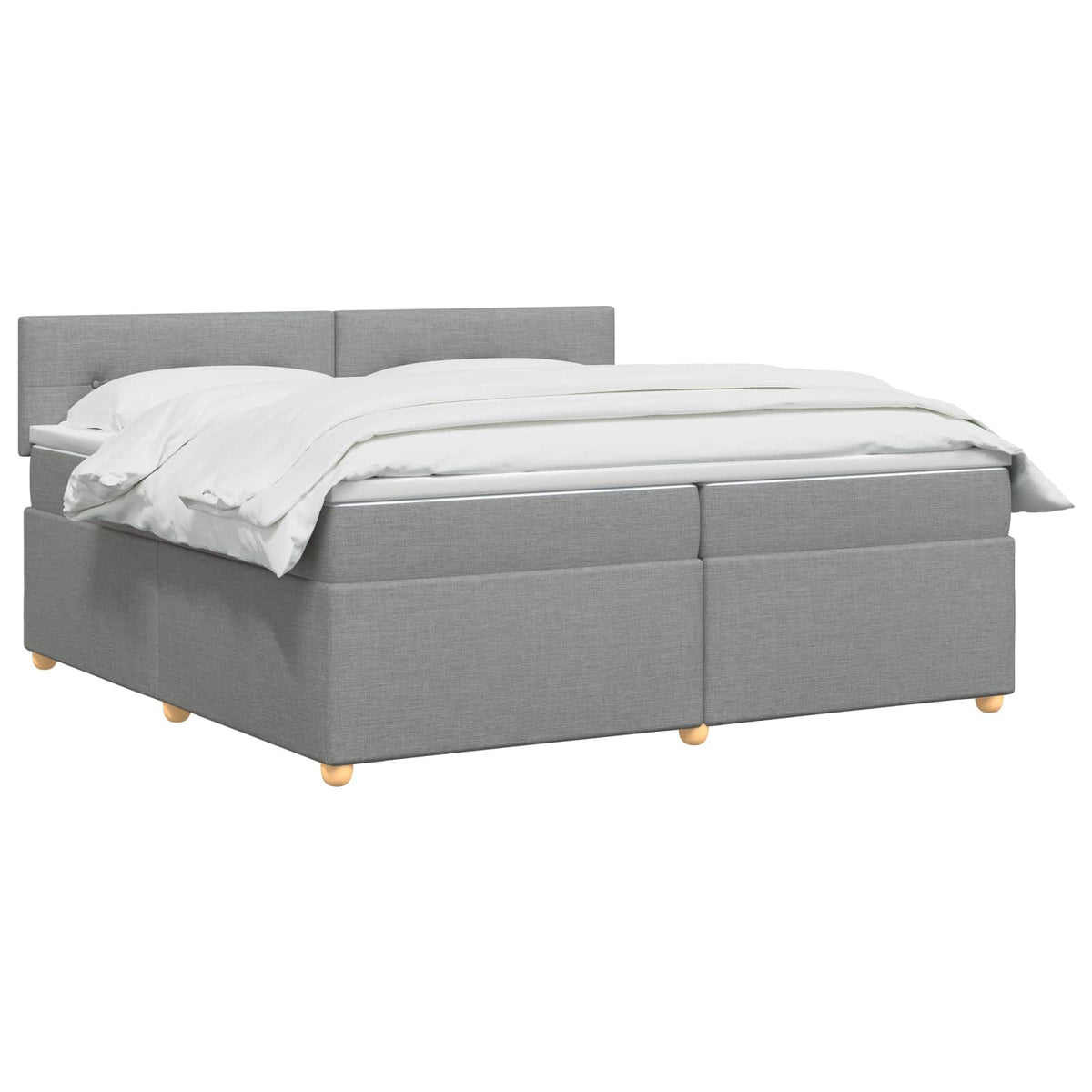 vidaXL Łóżko kontynentalne z materacem jasnoszary 200 x 200 cm tkanina