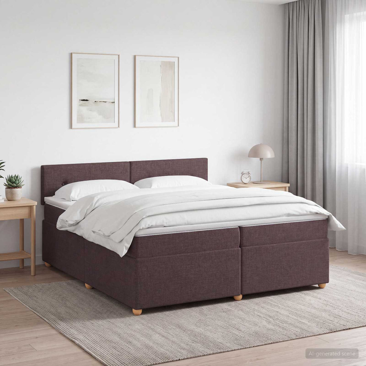 vidaXL Łóżko kontynentalne z materacem Ciemny brąz 200 x 200 cm