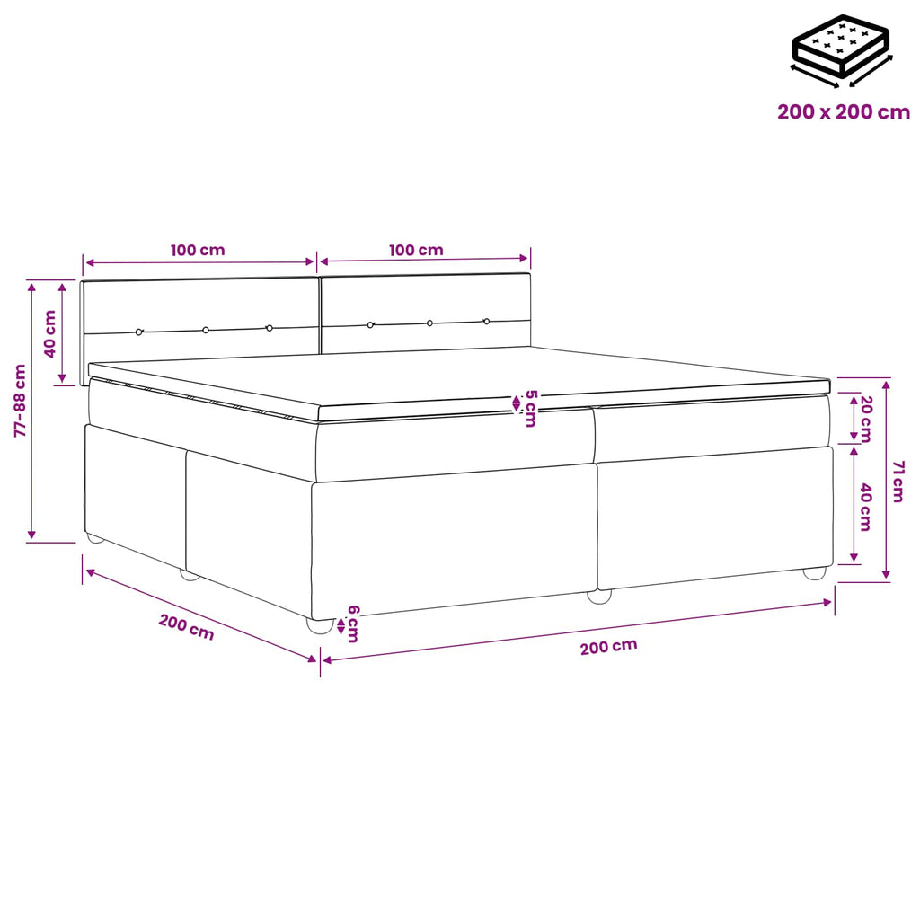 vidaXL Łóżko kontynentalne z materacem Ciemny brąz 200 x 200 cm