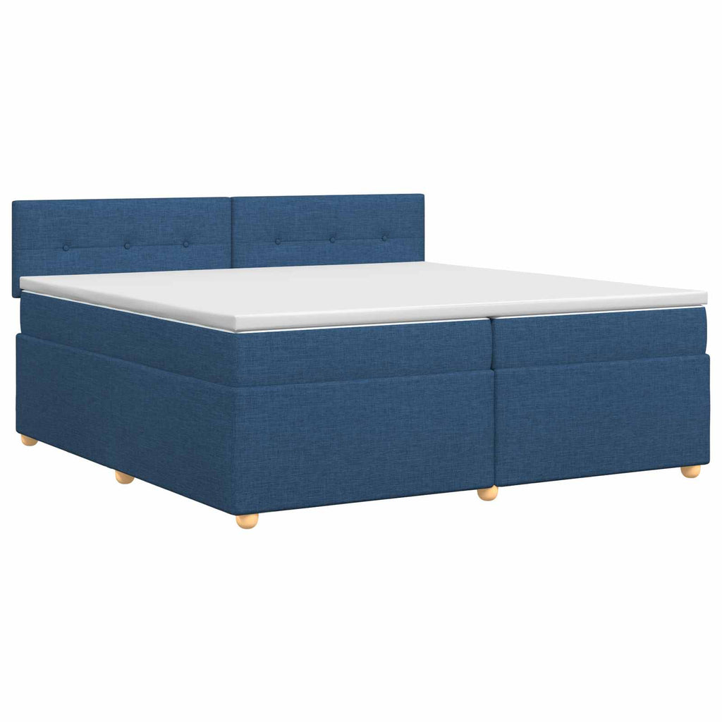 vidaXL Łóżko kontynentalne z materacem niebieski 200 x 200 cm tkanina