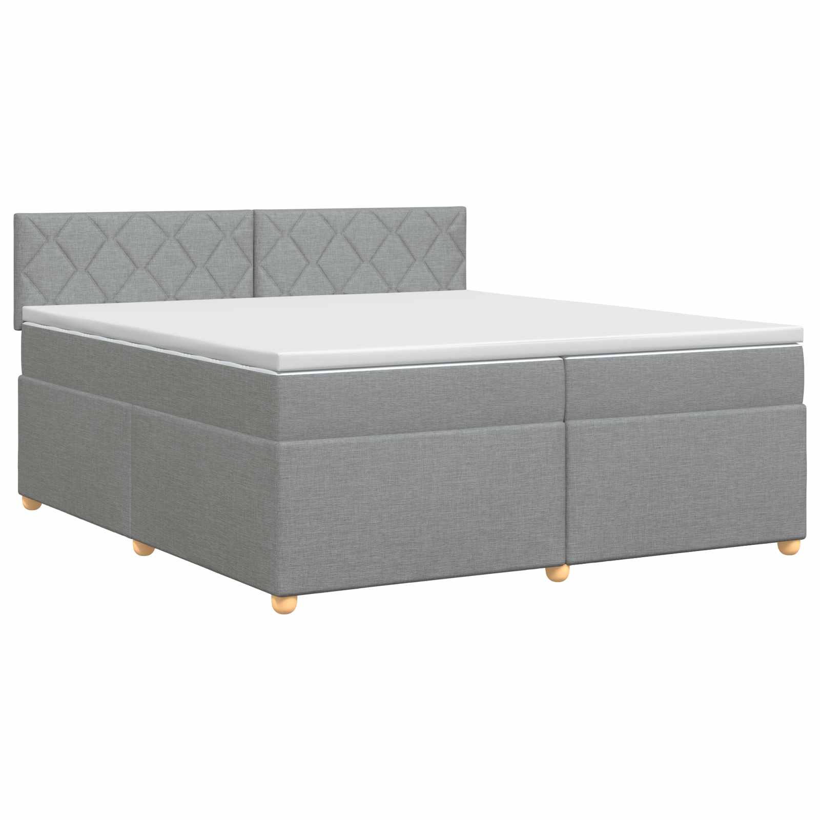 vidaXL Łóżko kontynentalne z materacem jasnoszary 200 x 200 cm tkanina