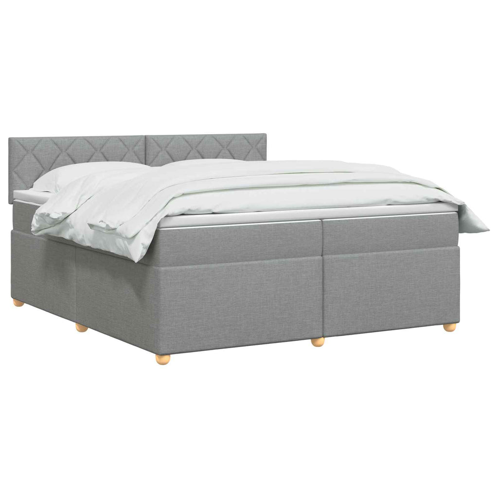 vidaXL Łóżko kontynentalne z materacem jasnoszary 200 x 200 cm tkanina