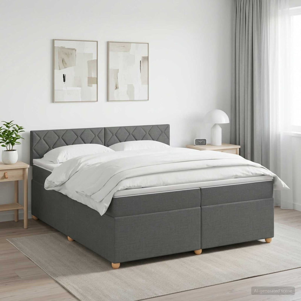 vidaXL Łóżko kontynentalne z materacem ciemnoszary 200 x 200 cm