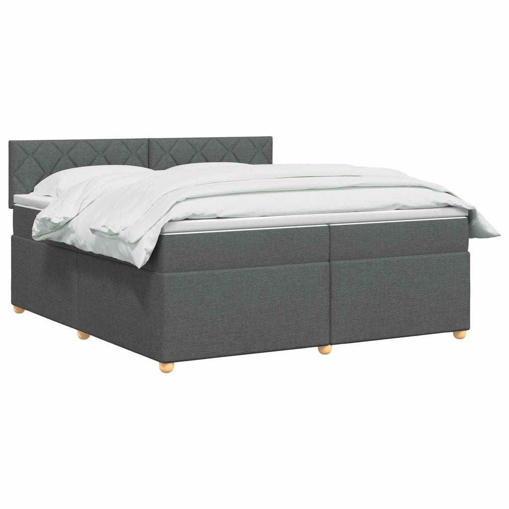 vidaXL Łóżko kontynentalne z materacem ciemnoszary 200 x 200 cm