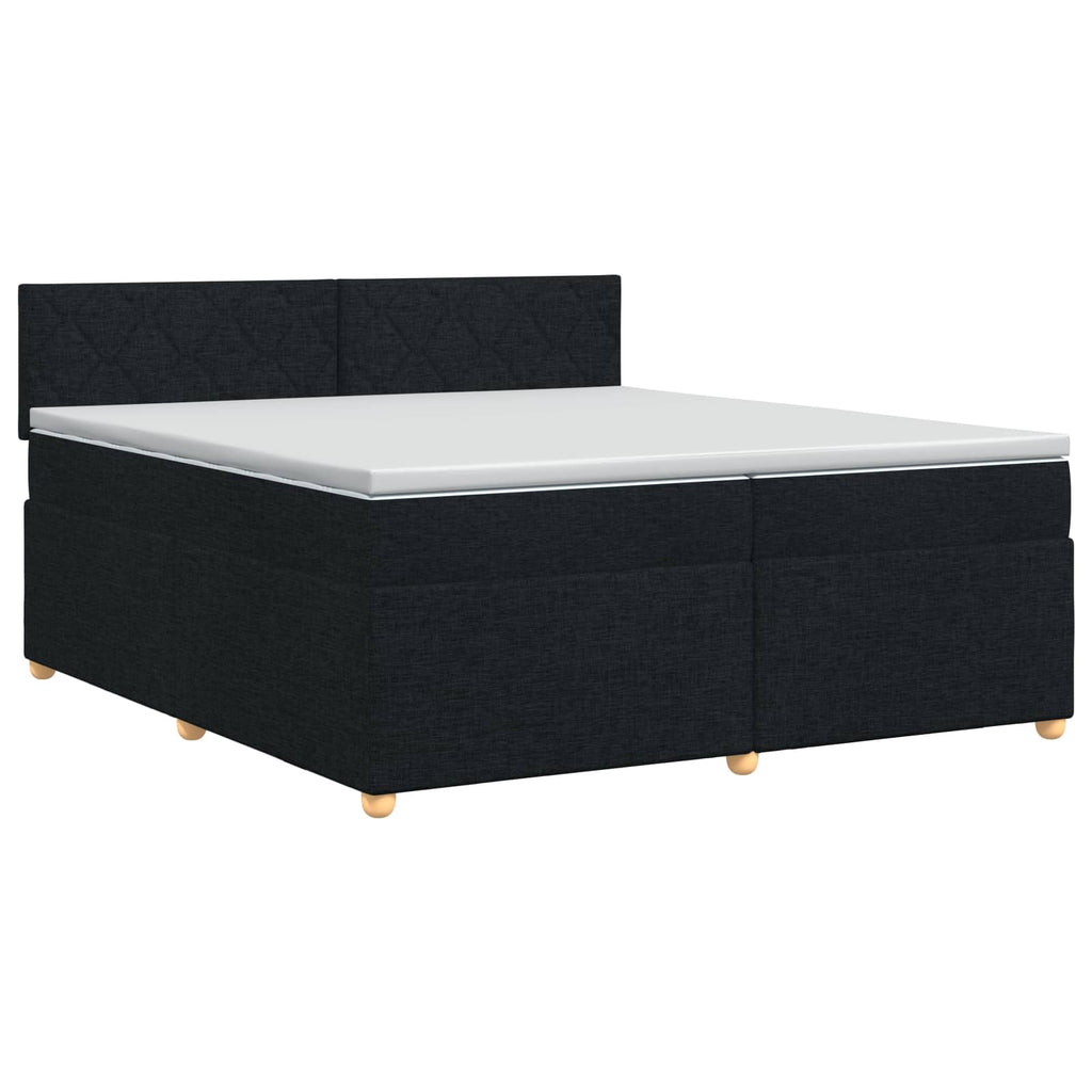 vidaXL Łóżko kontynentalne z materacem Czarny 200 x 200 cm tkanina