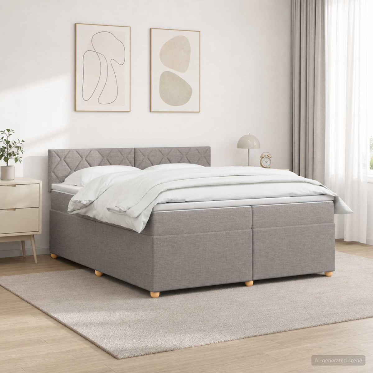 vidaXL Łóżko kontynentalne z materacem Ciemnoszary 200 x 200 cm